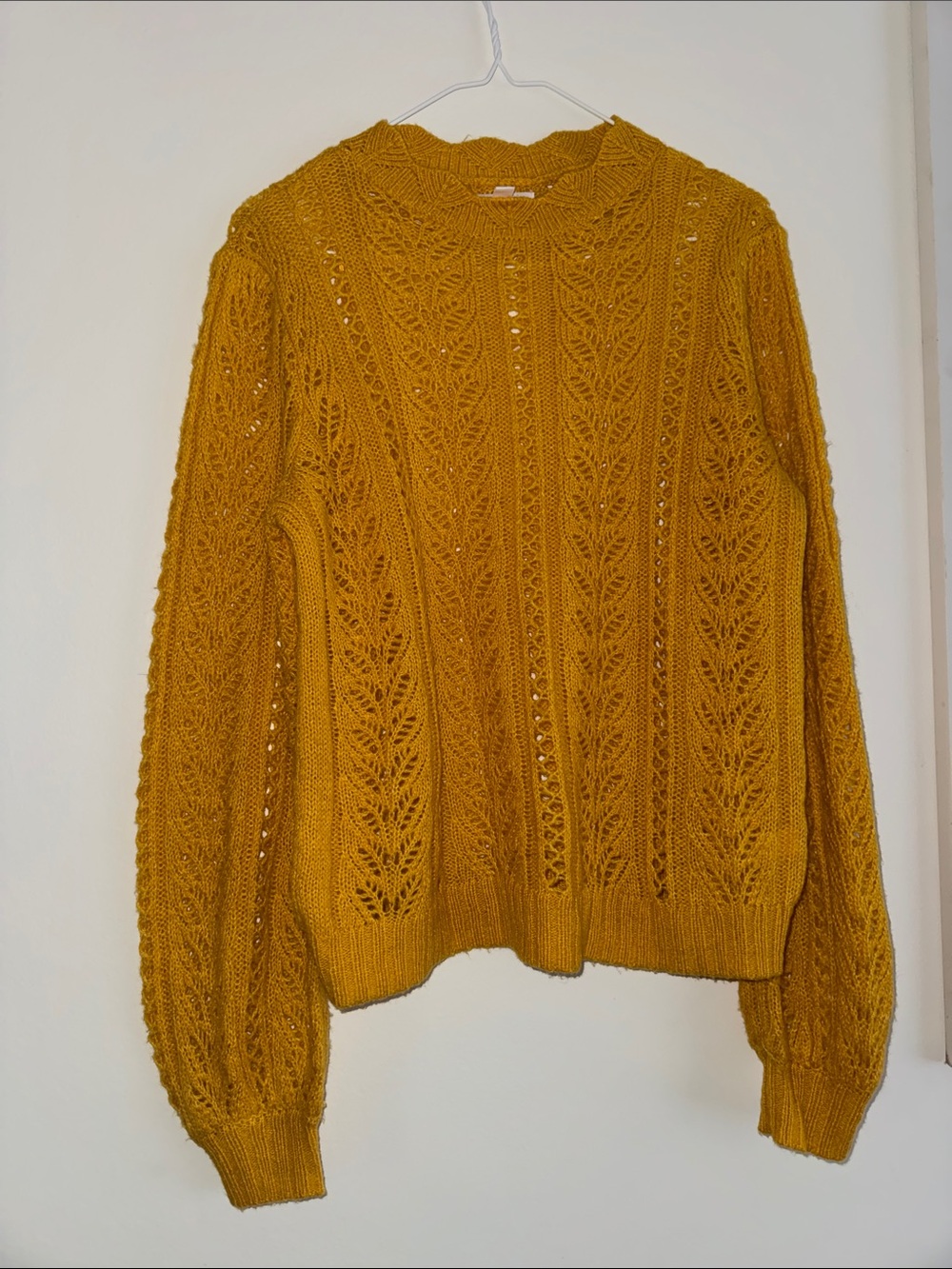 LC Lauren Conrad Mustard Pointelle Crew Sweater